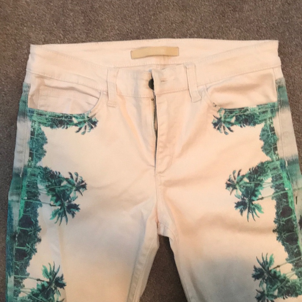 White jeans with palm trees